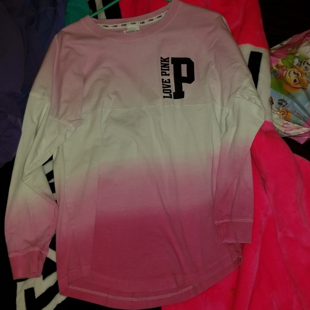 VICTORIA SECRET PINK SMALL PINK OMBRE SHIRT